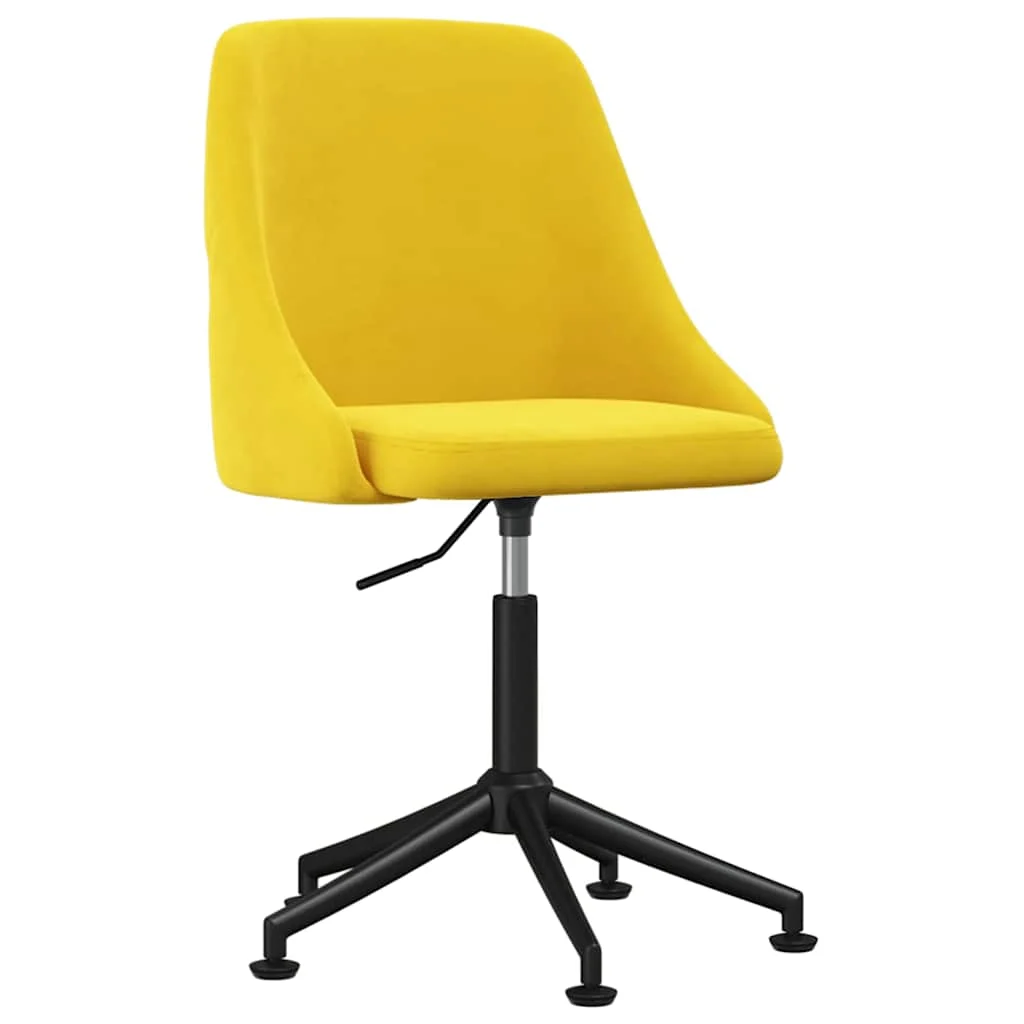 Chaise pivotante de bureau 50 x 55 x 92 cm jaune moutarde velours – vue de face