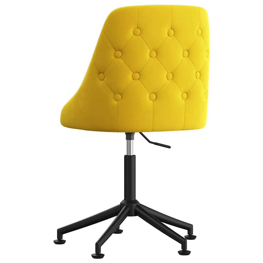 Chaise pivotante de bureau 50 x 55 x 92 cm jaune moutarde velours – vue de détail