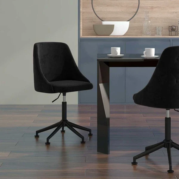 Chaise pivotante de bureau 50 x 55 x 92 cm noir velours – vue d’ensemble
