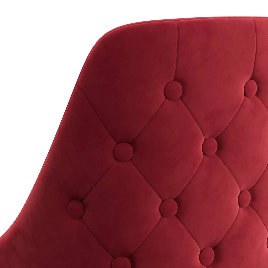 Chaise pivotante de bureau 50 x 55 x 92 cm rouge bordeaux velours – vue de dessus