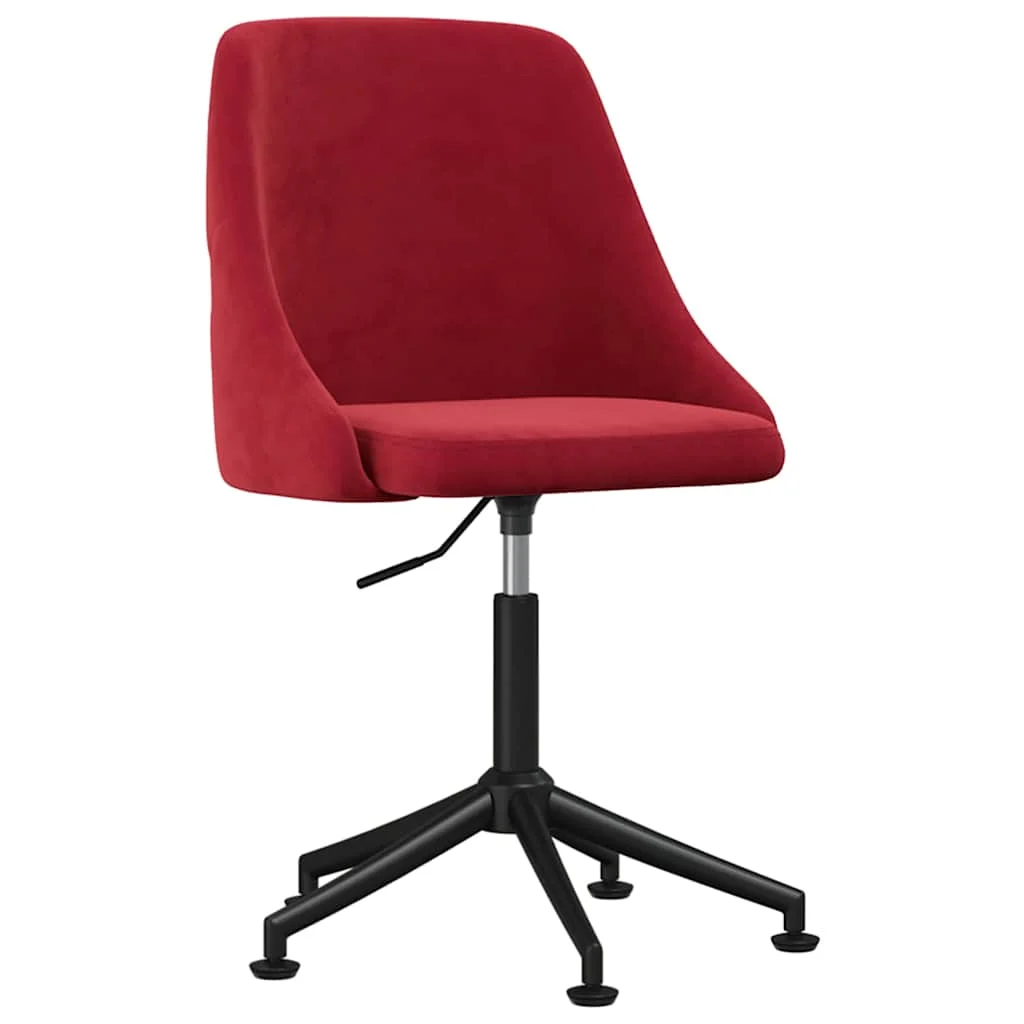 Chaise pivotante de bureau 50 x 55 x 92 cm rouge bordeaux velours – vue de face