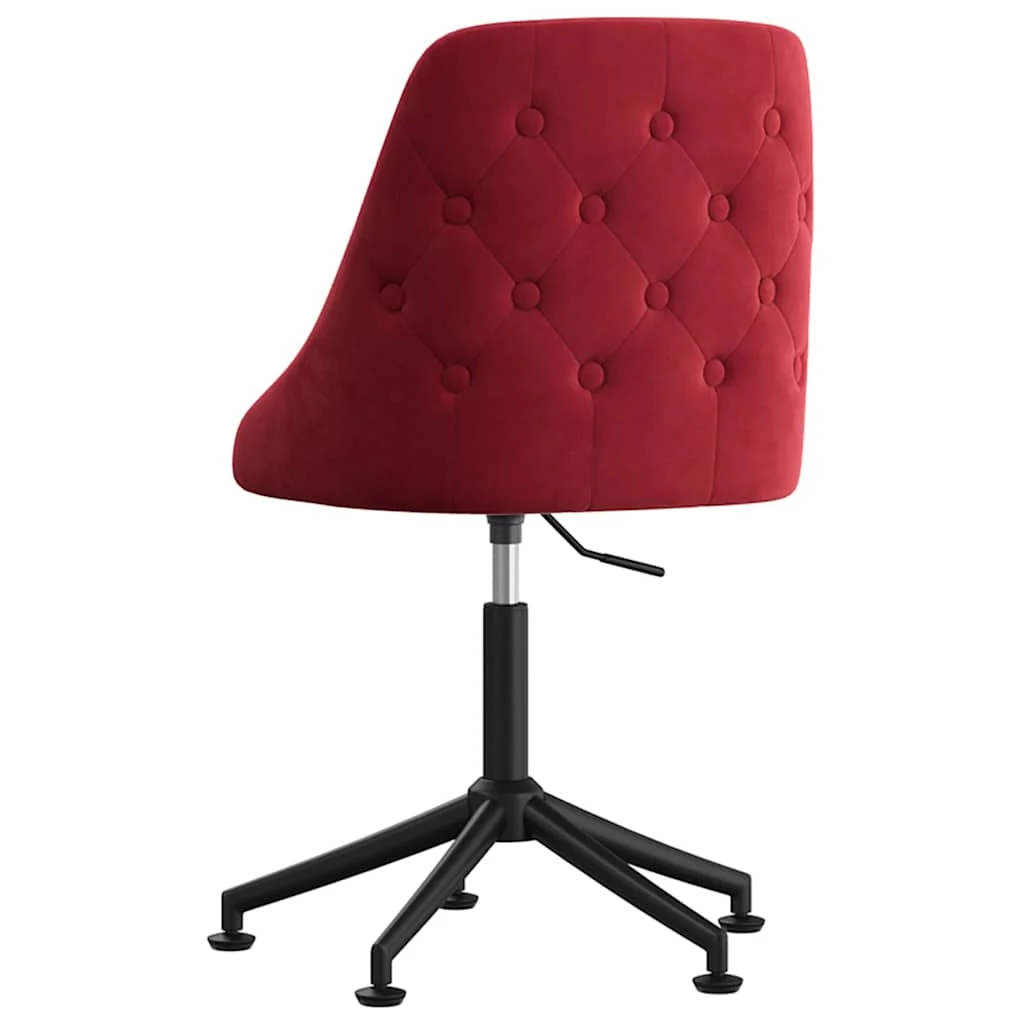 Chaise pivotante de bureau 50 x 55 x 92 cm rouge bordeaux velours – vue de détail