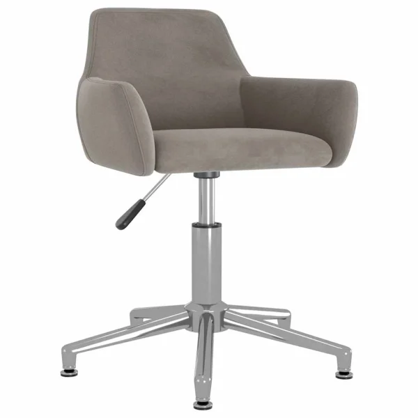 Chaise pivotante de bureau 51 x 52 x 81 cm gris clair velours – vue d’ensemble