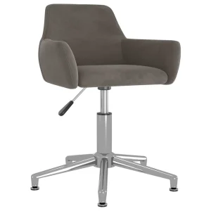 Chaise pivotante de bureau 51 x 52 x 81 cm gris foncé velours – vue d’ensemble