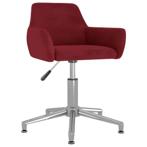 Chaise pivotante de bureau 51 x 52 x 81 cm rouge bordeaux velours – vue d’ensemble
