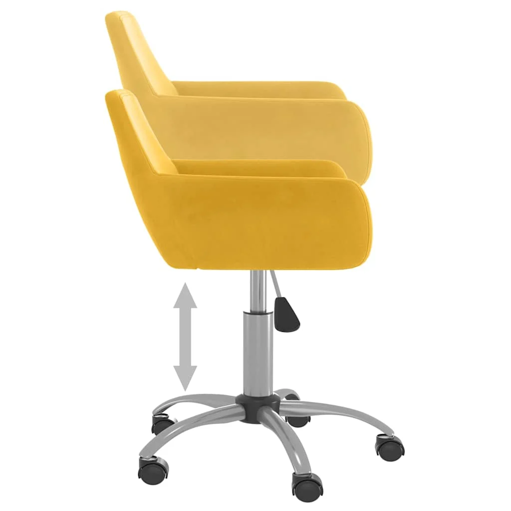 Chaise pivotante de bureau 51 x 52 x 84 cm jaune velours – vue de dessus