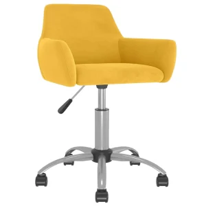 Chaise pivotante de bureau 51 x 52 x 84 cm jaune velours – vue d’ensemble
