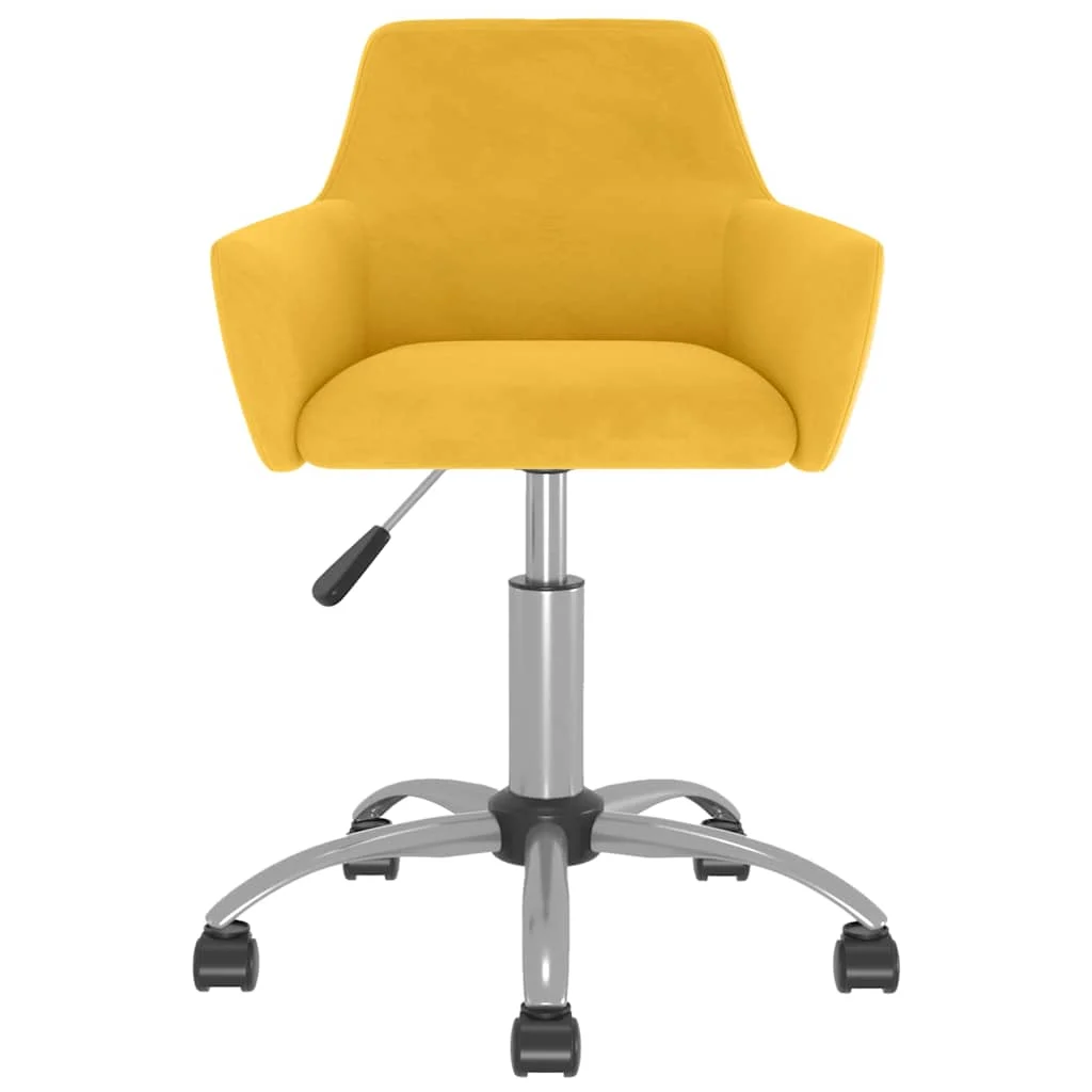 Chaise pivotante de bureau 51 x 52 x 84 cm jaune velours – vue de face