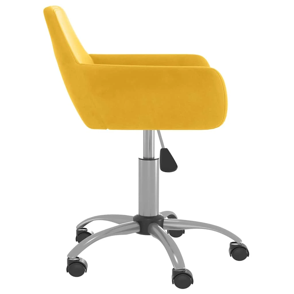 Chaise pivotante de bureau 51 x 52 x 84 cm jaune velours – vue de côté