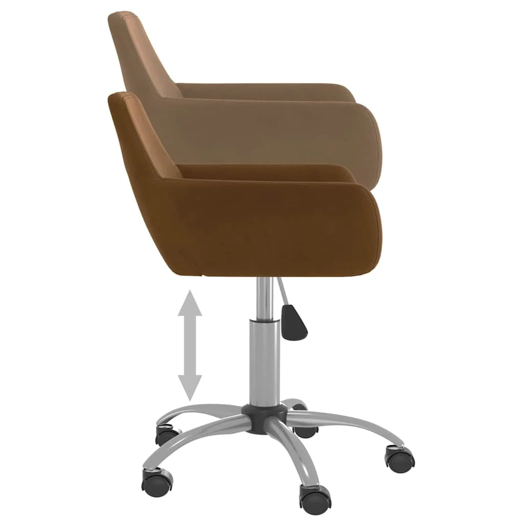 Chaise pivotante de bureau 51 x 52 x 84 cm marron velours – vue de dessus