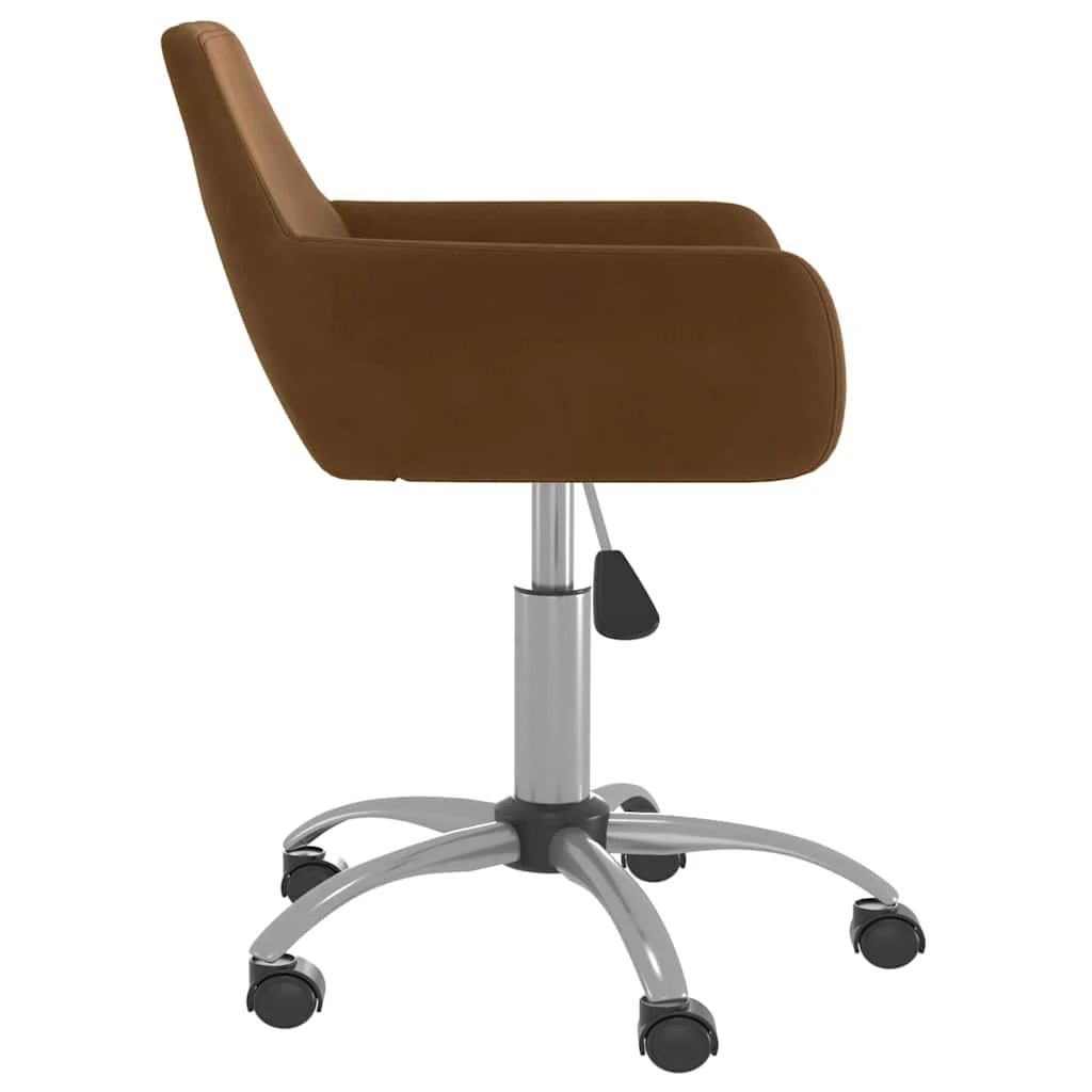 Chaise pivotante de bureau 51 x 52 x 84 cm marron velours – vue de côté