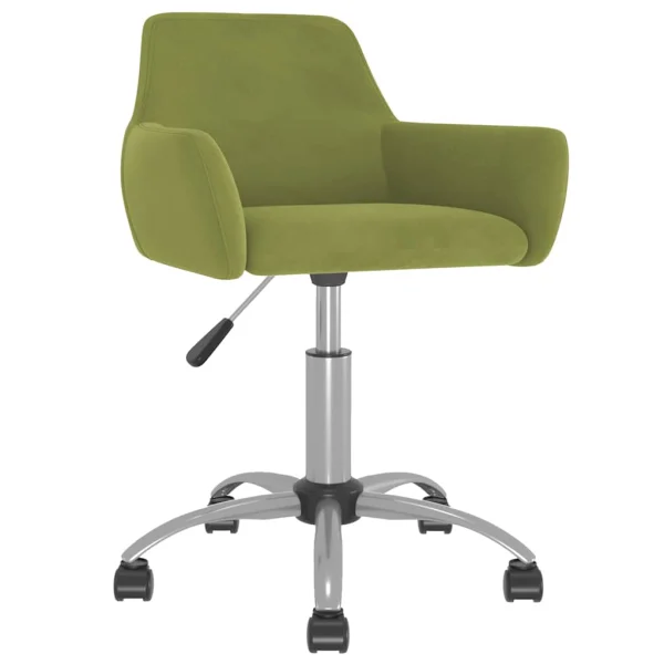 Chaise pivotante de bureau 51 x 52 x 84 cm vert clair velours – vue d’ensemble