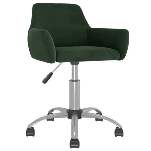 Chaise pivotante de bureau 51 x 52 x 84 cm vert foncé velours – vue d’ensemble