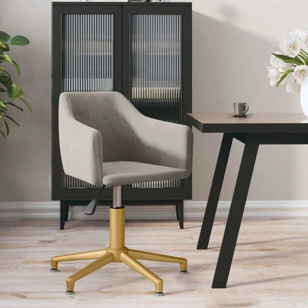 Chaise pivotante de bureau 51 x 56 x 79,5 cm gris clair velours – vue d’ensemble