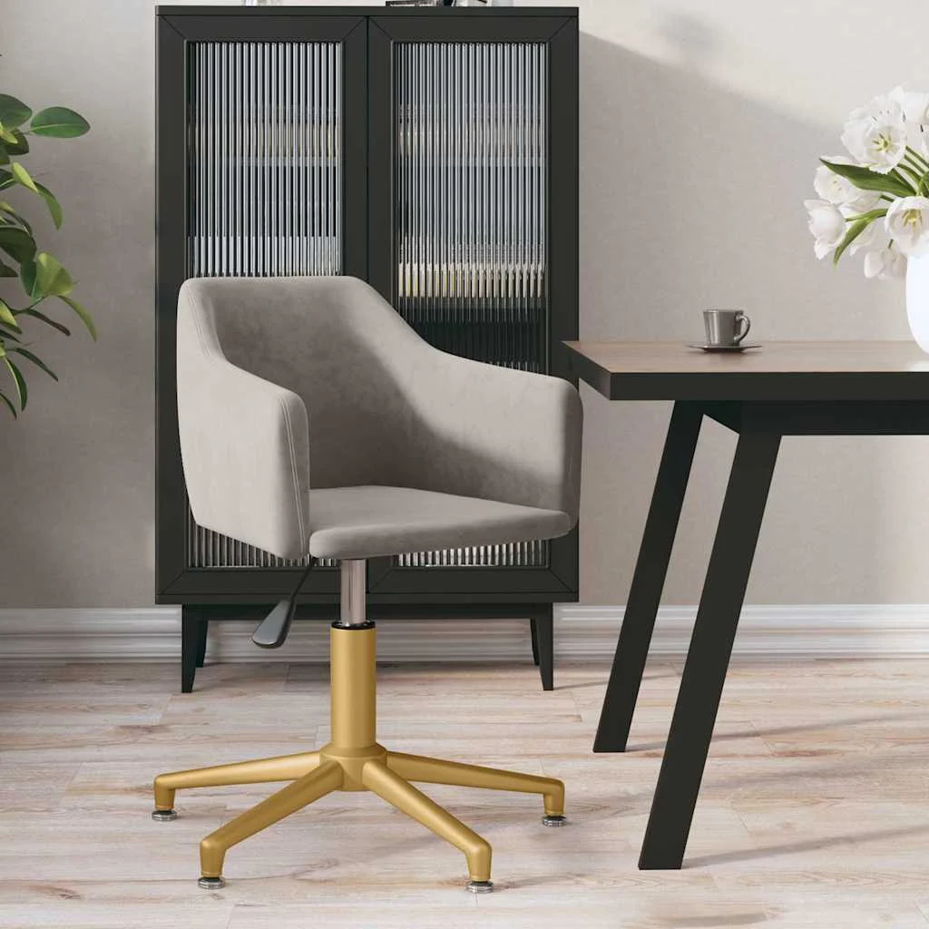 Chaise pivotante de bureau 51 x 56 x 79,5 cm gris clair velours – vue d’ensemble