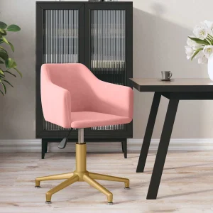 Chaise pivotante de bureau 51 x 56 x 79,5 cm rose velours – vue d’ensemble