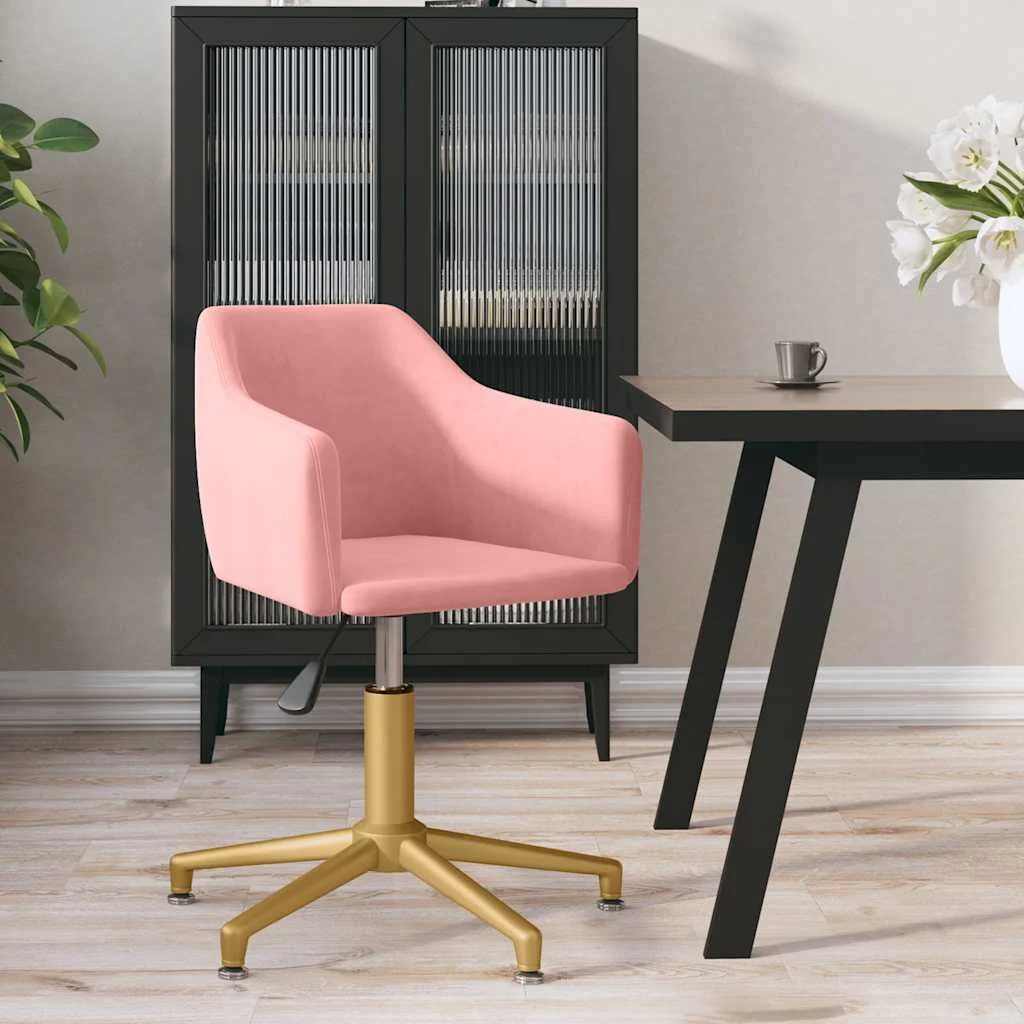 Chaise pivotante de bureau 51 x 56 x 79,5 cm rose velours – vue d’ensemble