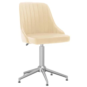 Chaise pivotante de bureau 51 x 56 x 94 cm crème velours – vue d’ensemble