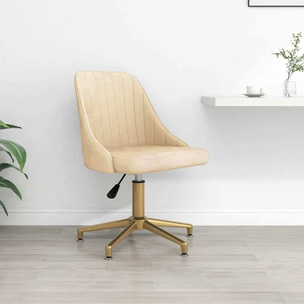 Chaise pivotante de bureau 51 x 56 x 94 cm crème velours – modèle 2 – vue d’ensemble