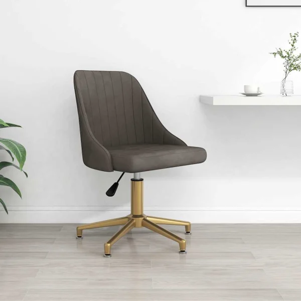 Chaise pivotante de bureau 51 x 56 x 94 cm gris foncé velours – vue d’ensemble