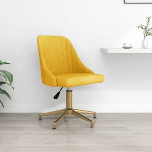 Chaise pivotante de bureau 51 x 56 x 94 cm jaune velours – modèle 2 – vue d’ensemble