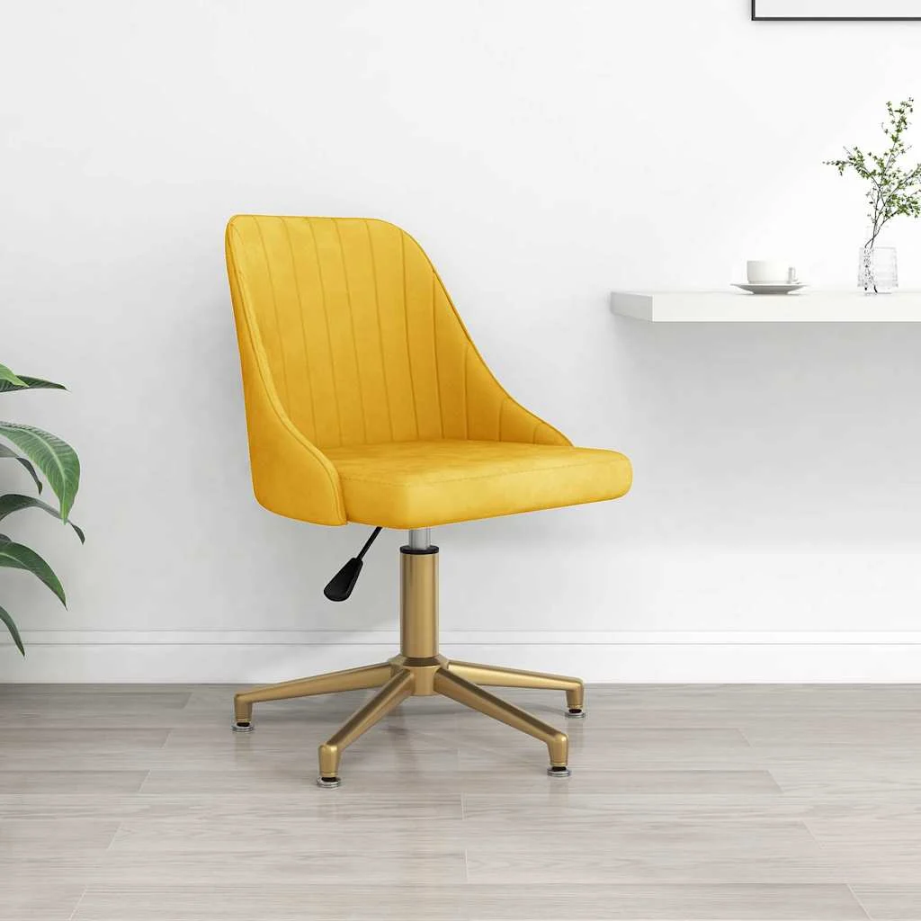 Chaise pivotante de bureau 51 x 56 x 94 cm jaune velours – modèle 2 – vue d’ensemble