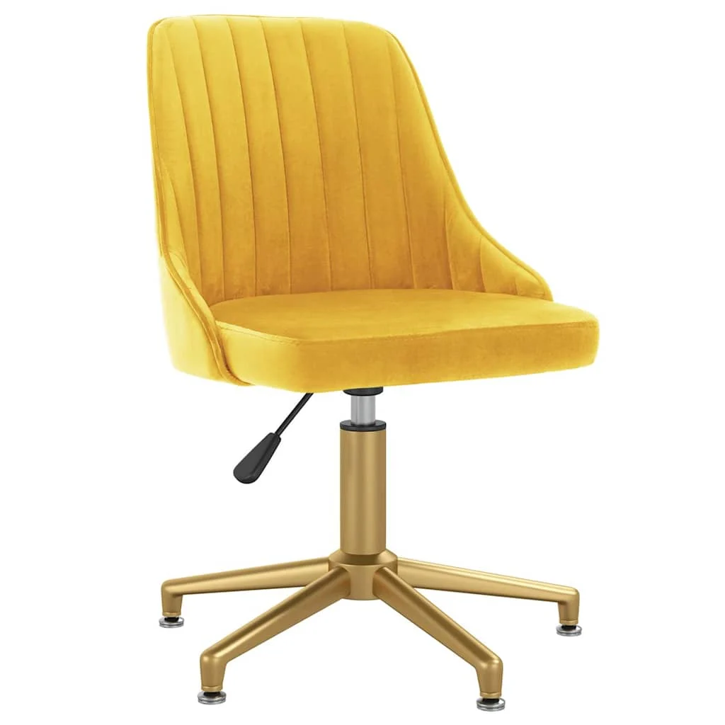 Chaise pivotante de bureau 51 x 56 x 94 cm jaune velours – modèle 2 – vue de face