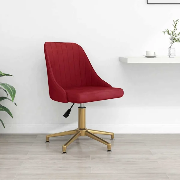 Chaise pivotante de bureau 51 x 56 x 94 cm rouge bordeaux velours – vue d’ensemble