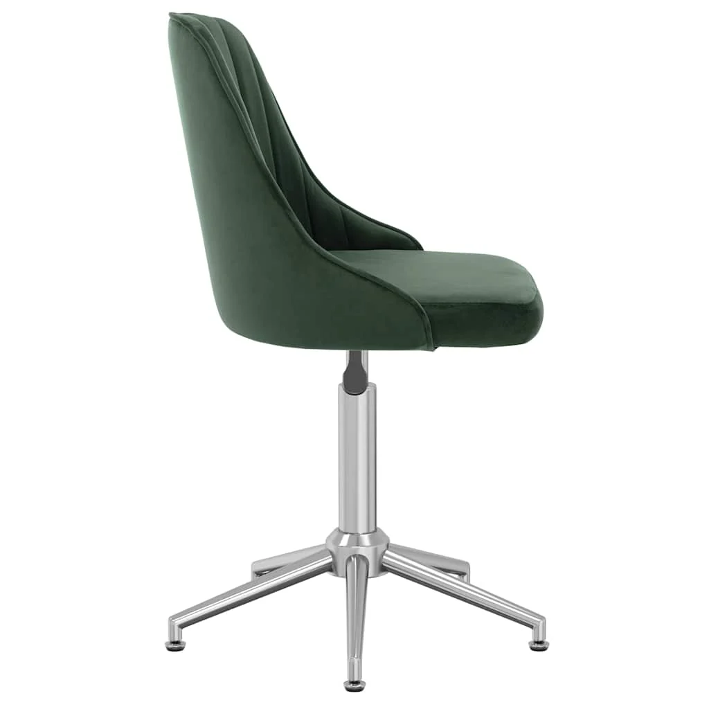 Chaise pivotante de bureau 51 x 56 x 94 cm vert foncé velours – vue de côté