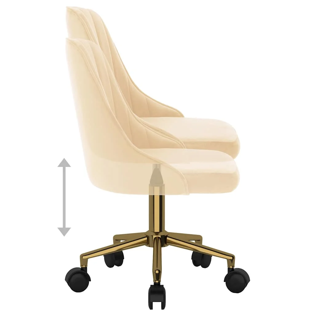 Chaise pivotante de bureau 51 x 56 x 98 cm crème velours – vue de dessus