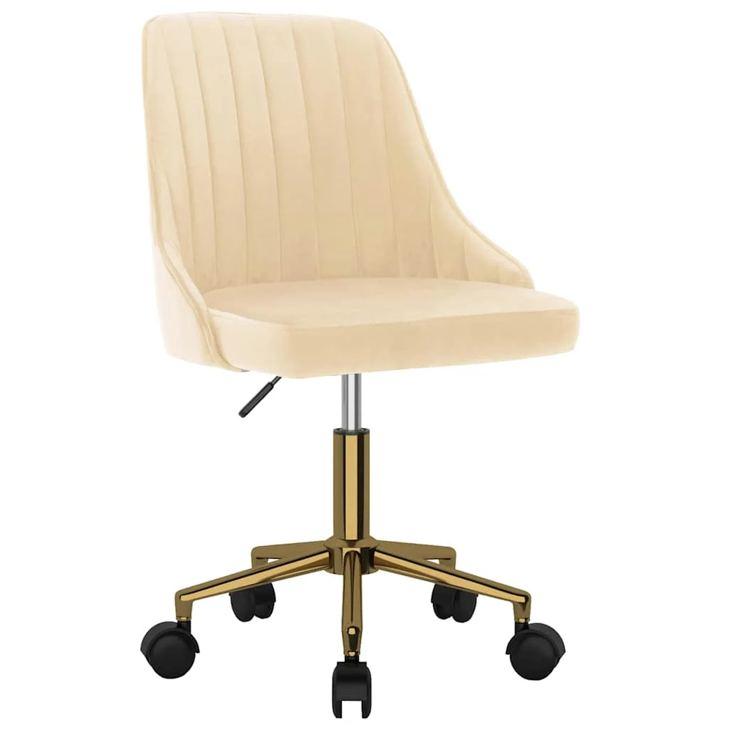 Chaise pivotante de bureau 51 x 56 x 98 cm crème velours – vue d’ensemble