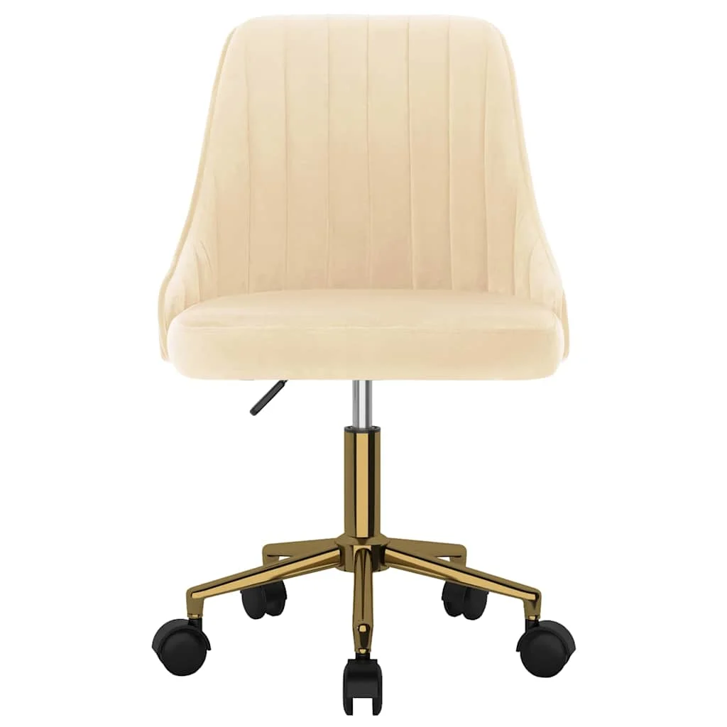 Chaise pivotante de bureau 51 x 56 x 98 cm crème velours – vue de face