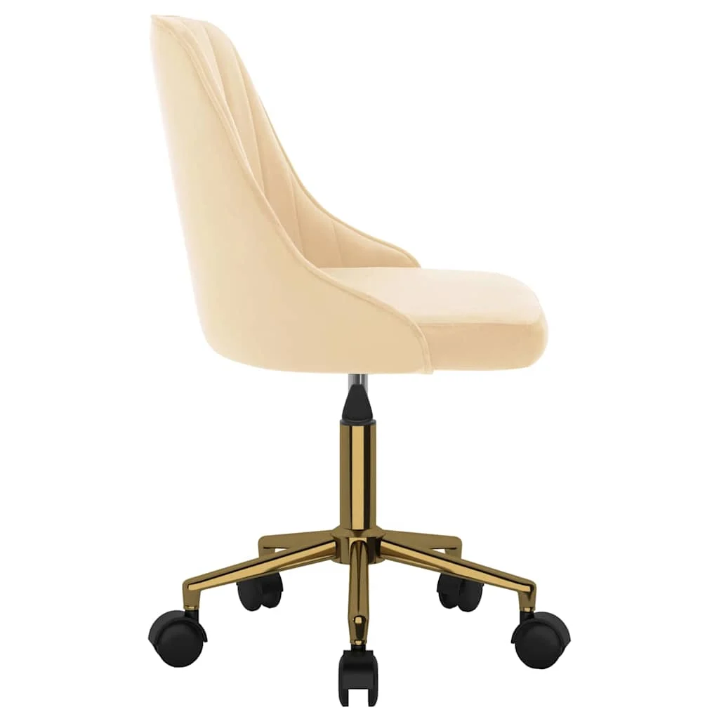 Chaise pivotante de bureau 51 x 56 x 98 cm crème velours – vue de côté