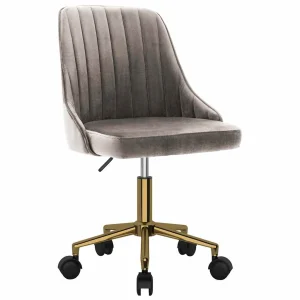 Chaise pivotante de bureau 51 x 56 x 98 cm gris clair velours – vue d’ensemble