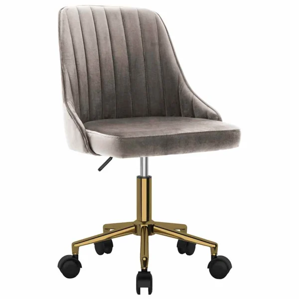 Chaise pivotante de bureau 51 x 56 x 98 cm gris clair velours – vue d’ensemble