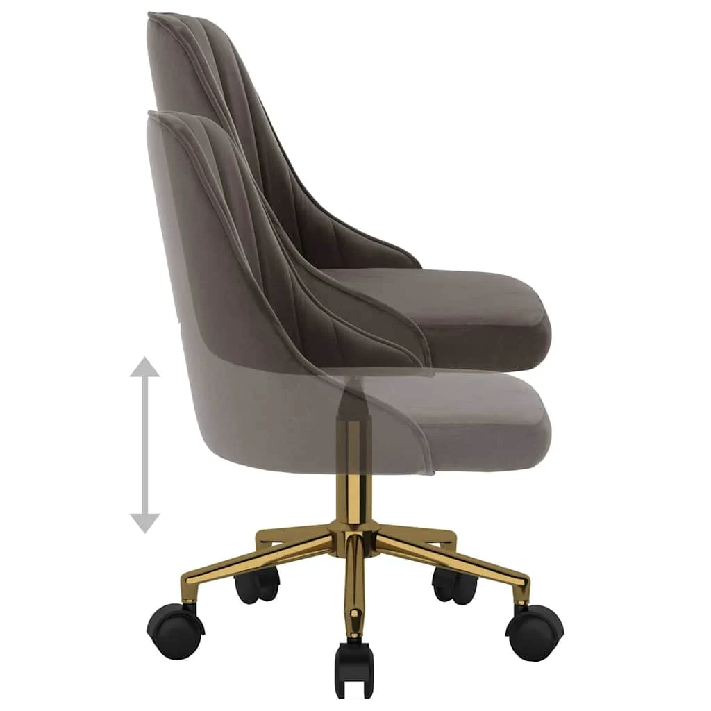 Chaise pivotante de bureau 51 x 56 x 98 cm gris foncé velours – modèle 2 – vue de dessus