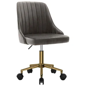 Chaise pivotante de bureau 51 x 56 x 98 cm gris foncé velours – modèle 2 – vue d’ensemble
