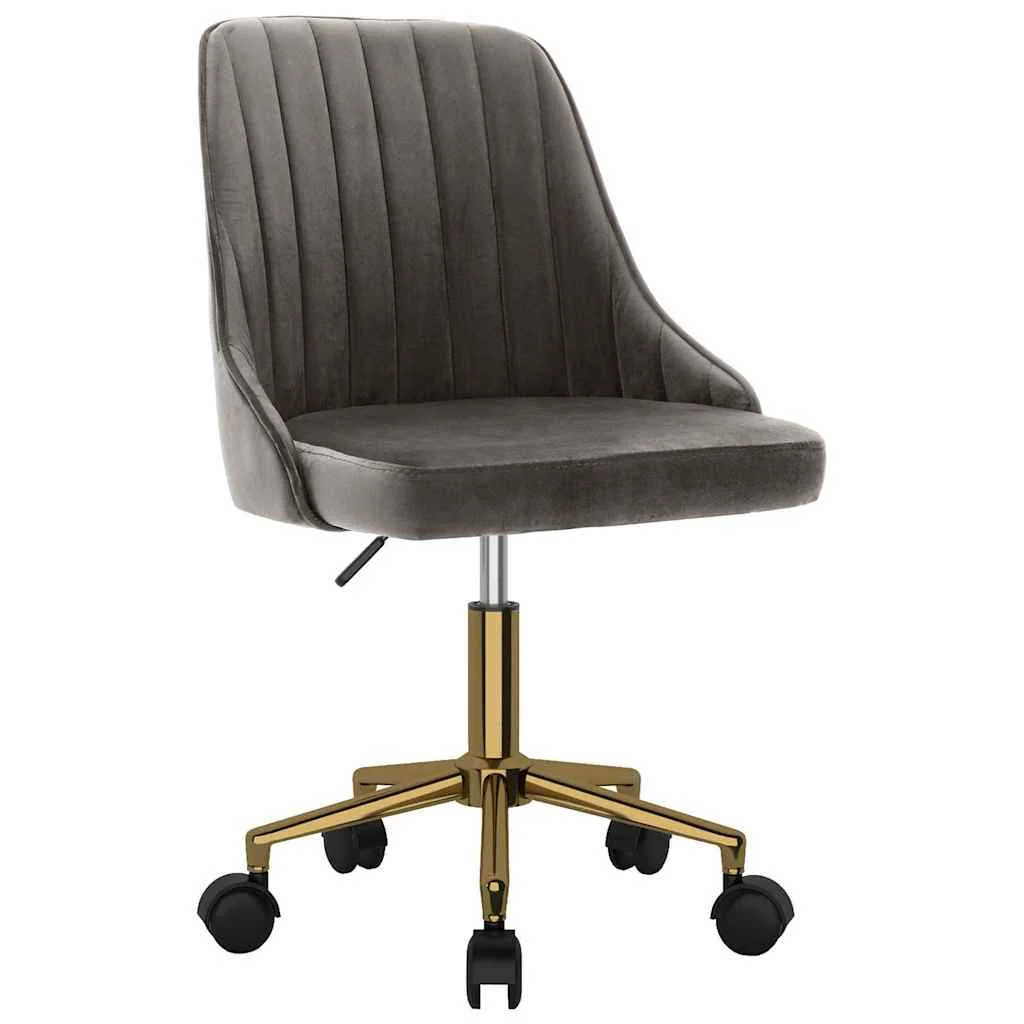 Chaise pivotante de bureau 51 x 56 x 98 cm gris foncé velours – modèle 2 – vue d’ensemble