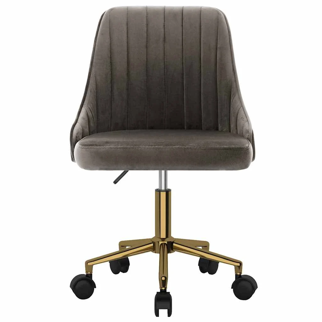 Chaise pivotante de bureau 51 x 56 x 98 cm gris foncé velours – modèle 2 – vue de face