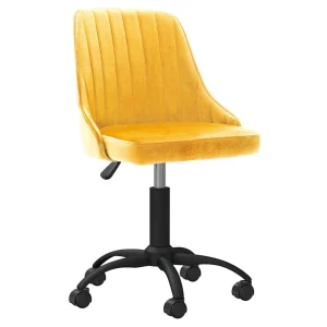 Chaise pivotante de bureau 51 x 56 x 98 cm jaune velours – vue d’ensemble