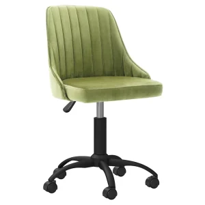 Chaise pivotante de bureau 51 x 56 x 98 cm vert clair velours – vue d’ensemble