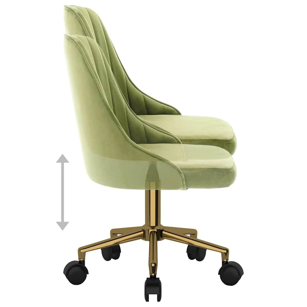 Chaise pivotante de bureau 51 x 56 x 98 cm vert clair velours – modèle 2 – vue de dessus