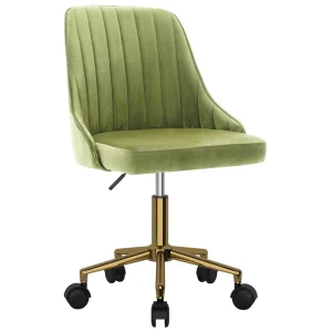 Chaise pivotante de bureau 51 x 56 x 98 cm vert clair velours – modèle 2 – vue d’ensemble