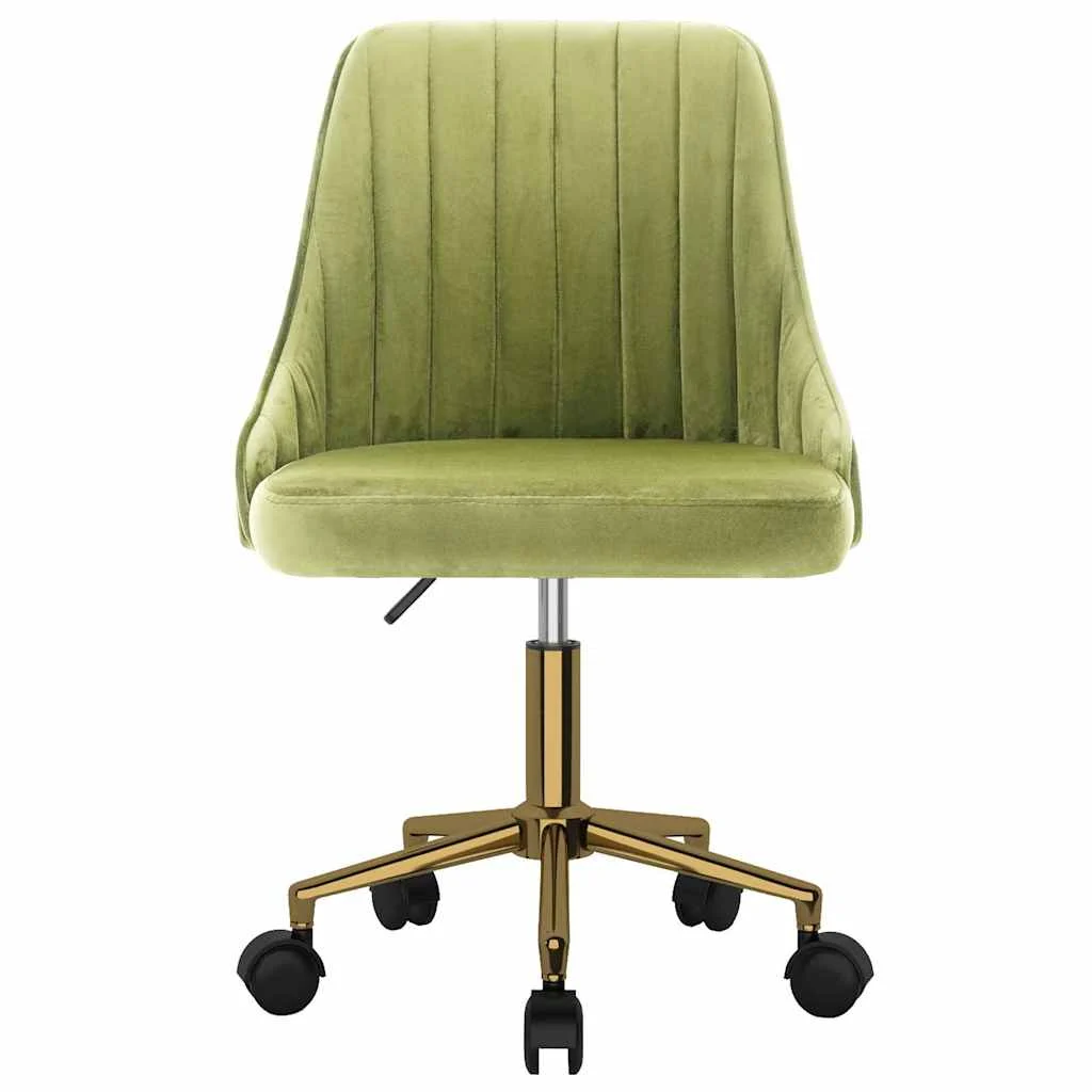 Chaise pivotante de bureau 51 x 56 x 98 cm vert clair velours – modèle 2 – vue de face