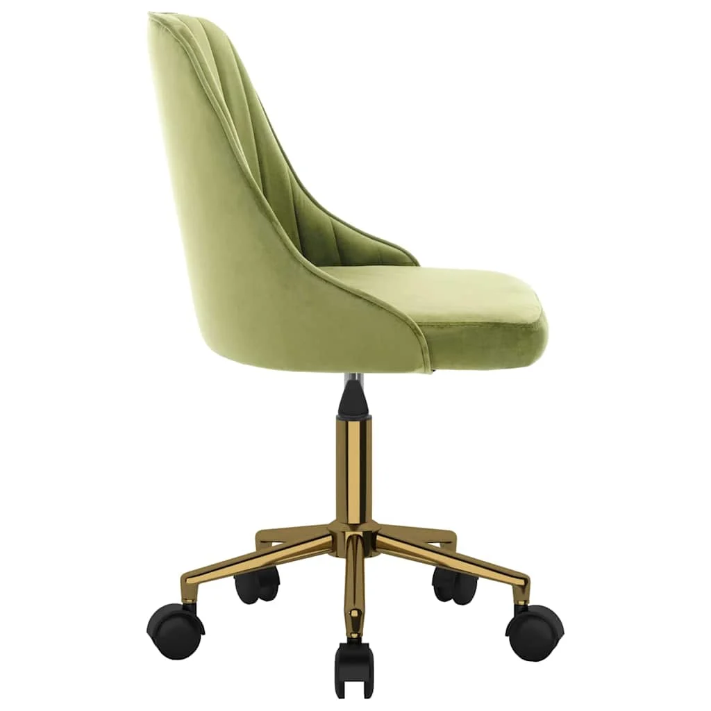 Chaise pivotante de bureau 51 x 56 x 98 cm vert clair velours – modèle 2 – vue de côté