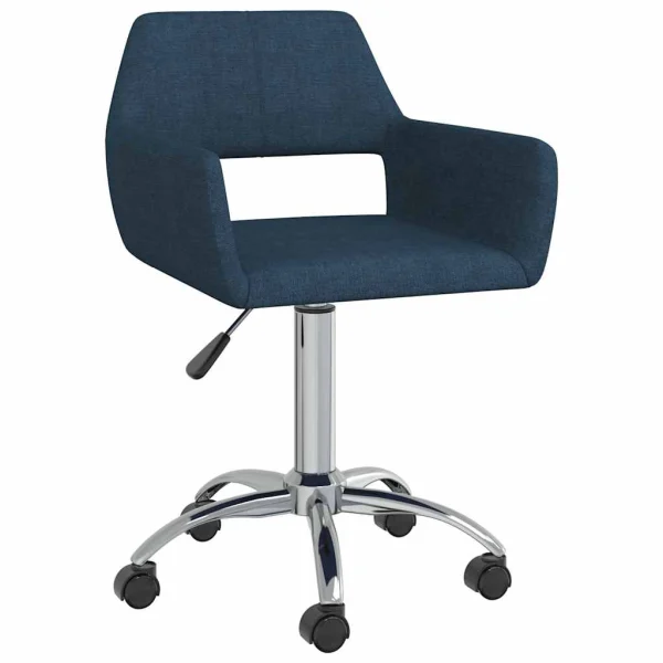 Chaise pivotante de bureau 52,5 x 53 x 88 cm bleu tissu – vue d’ensemble