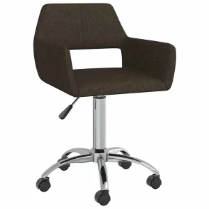 Chaise pivotante de bureau 52,5 x 53 x 88 cm marron foncé tissu – vue d’ensemble