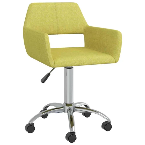 Chaise pivotante de bureau 52,5 x 53 x 88 cm vert tissu – vue d’ensemble