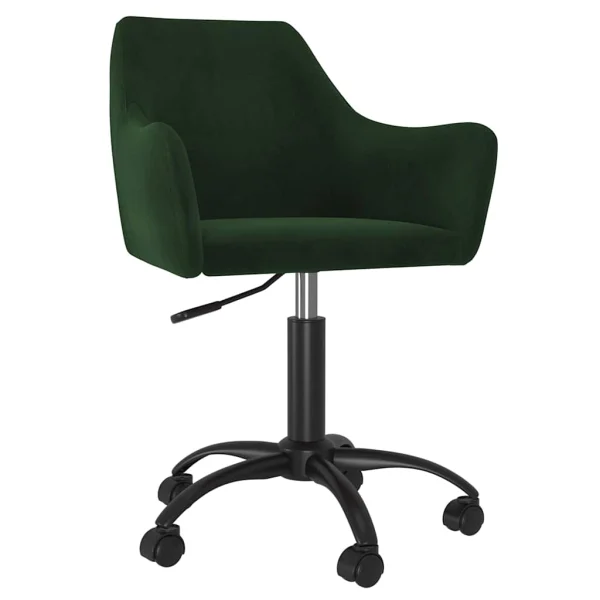 Chaise pivotante de bureau 52,5 x 65 x 87,5 cm vert foncé velours – vue d’ensemble