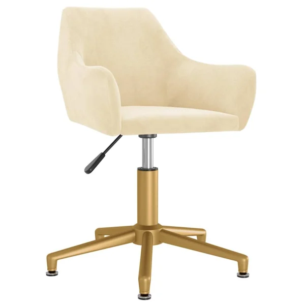 Chaise pivotante de bureau 52 x 63 x 85 cm crème velours – vue d’ensemble